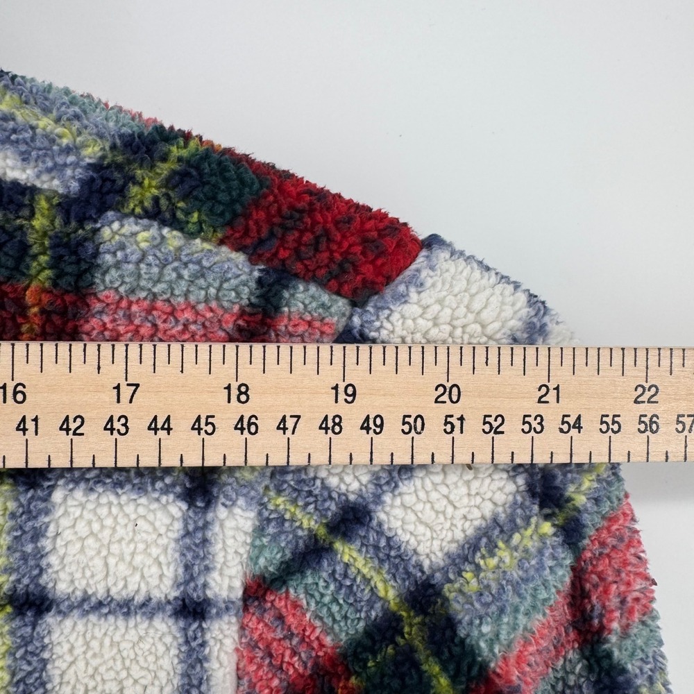 Vineyard Vines Women XL Plaid Sherpa Fleece Quarter Zip Pullover Red Green White - Picture 3 of 12